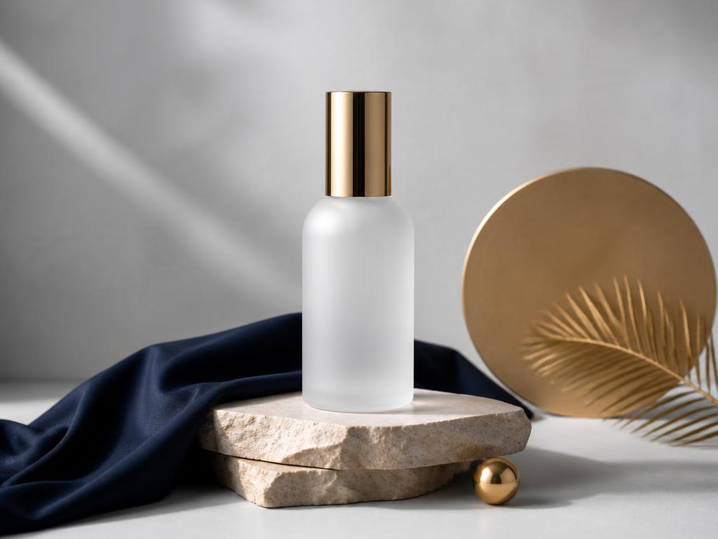 Premium skincare bottle styled for a direct-to-consumer product launch